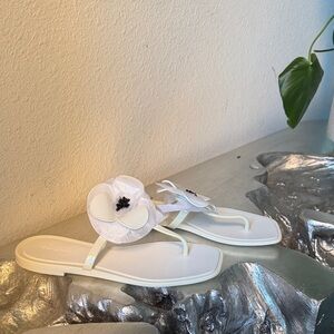 Tory Burch White Floral Sandals